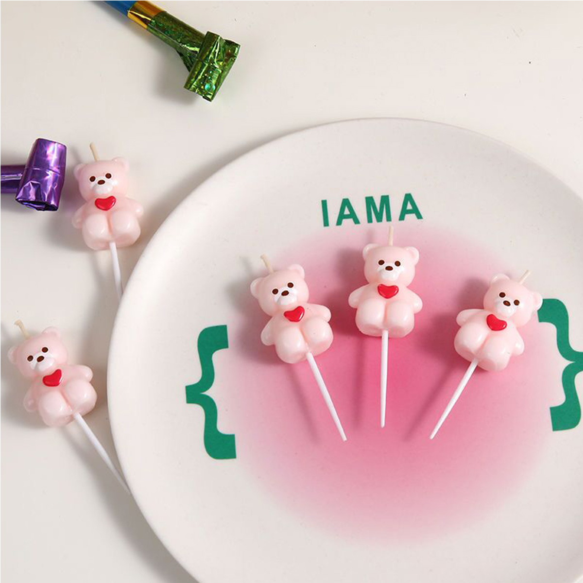 Candle Supplies Kit - 5pcs Cartoon Hug Bear Candle Set