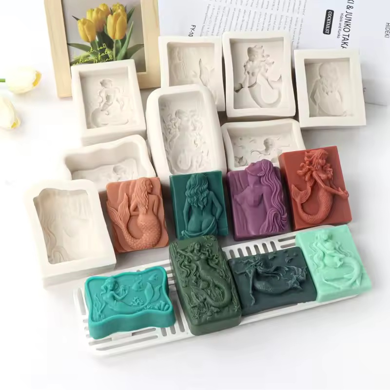 Candle Making Supplies For Beginners - Rectangle Ocean-Style 3D Mermaid Candle Mold