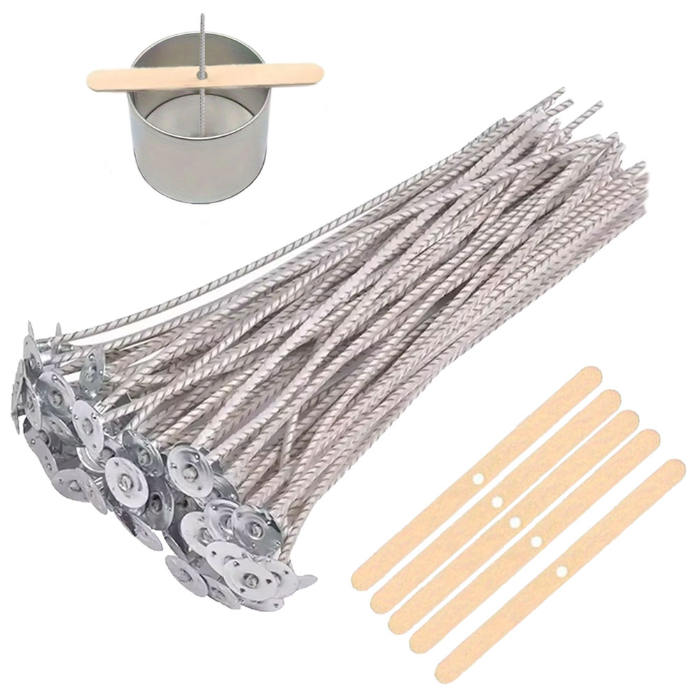 Candle Supplies Kit - 55pcs Flower Candle Wick Wood Stick
