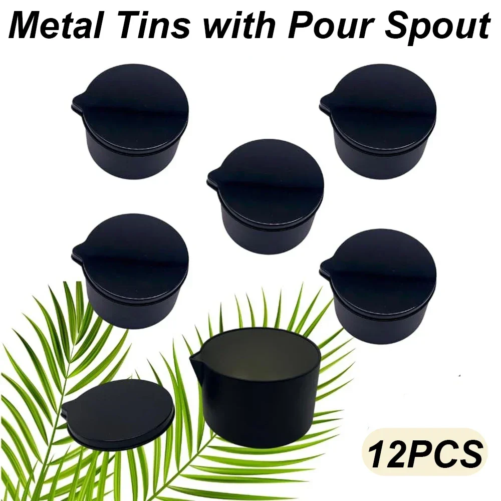 Black Tin Candle - 12PCS Silver Black Metal Tins with