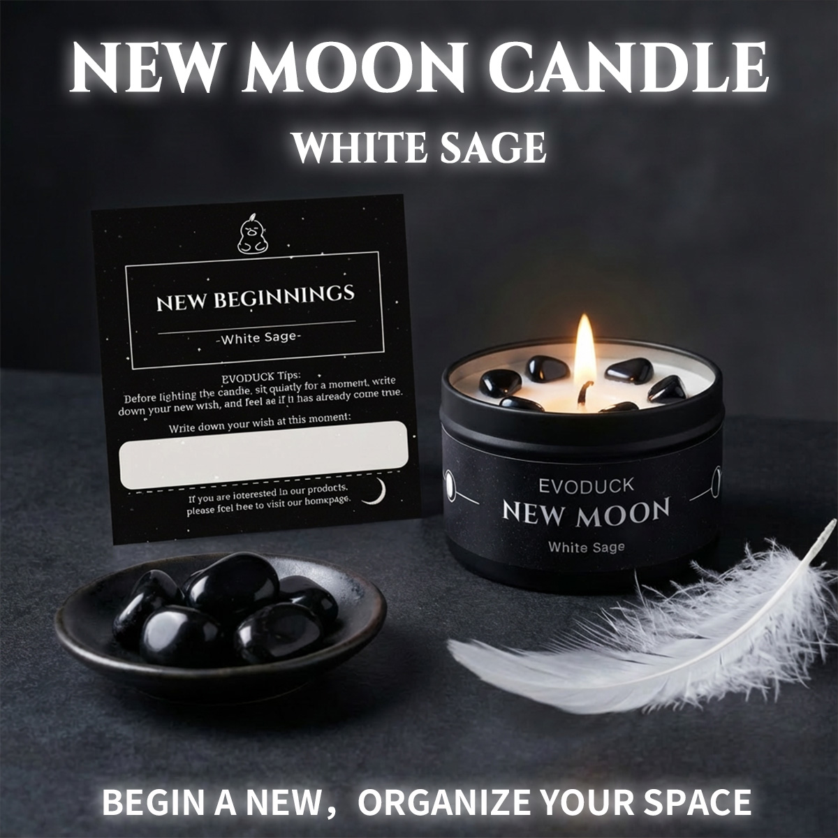 1pc New Moon Scented Candles C - Black Tin Candle 评论和价格