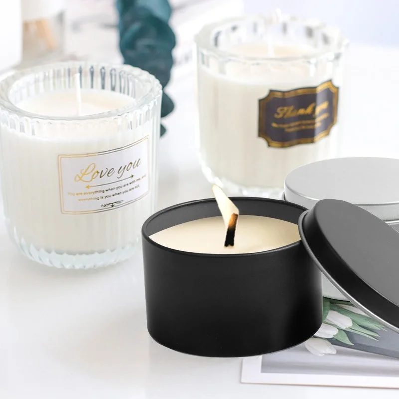 12/24Pcs Round Metal Tin Box C - Black Tin Candle 评论和价格
