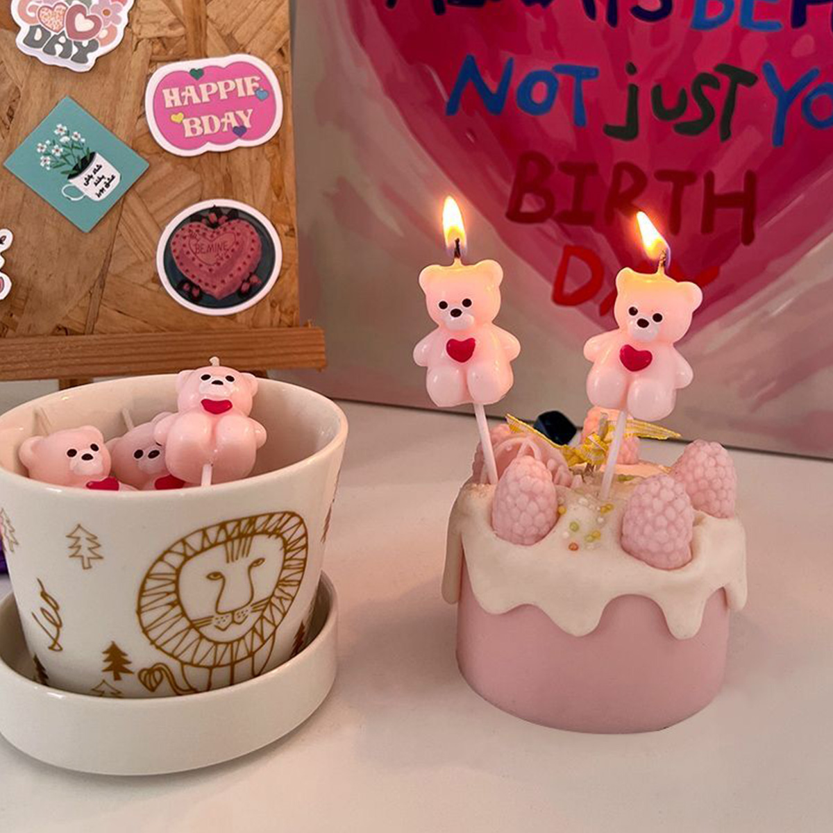 5pcs Cartoon Hug Bear Candle S - Candle Supplies Kit 评论和价格