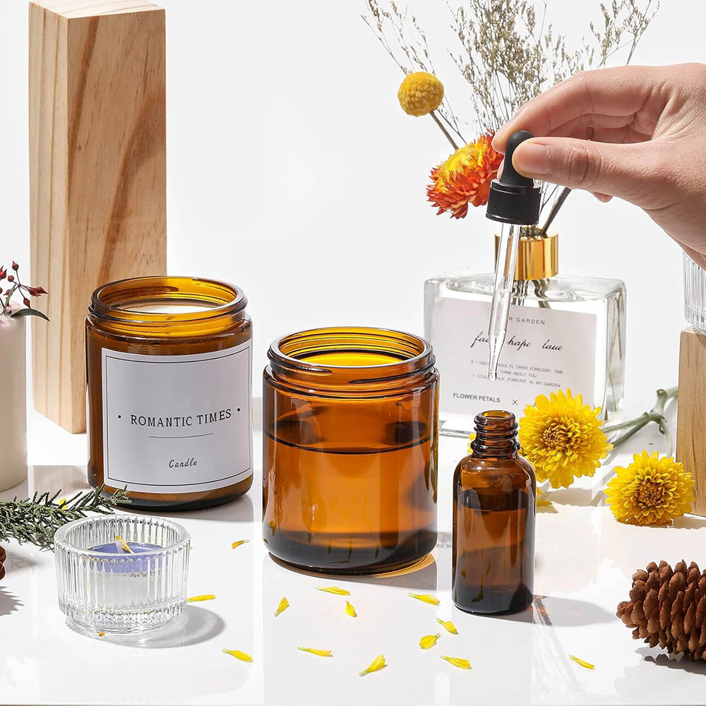 8oz Amber Glass Jars with Blac - Black Tin Candle 评论和价格