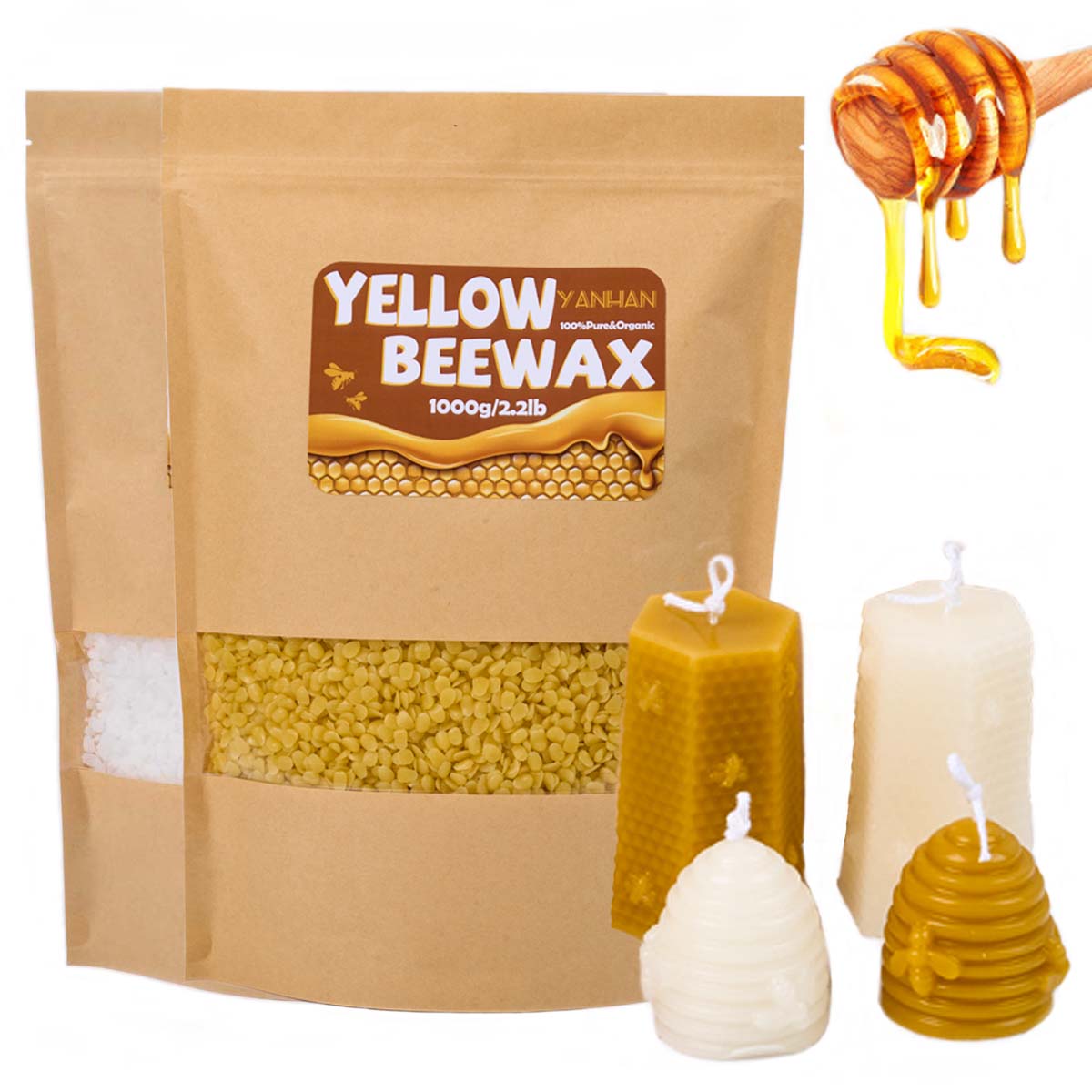 1000g Pure Natural Granular Wh - Candle Supplies Beeswax 评论和价格