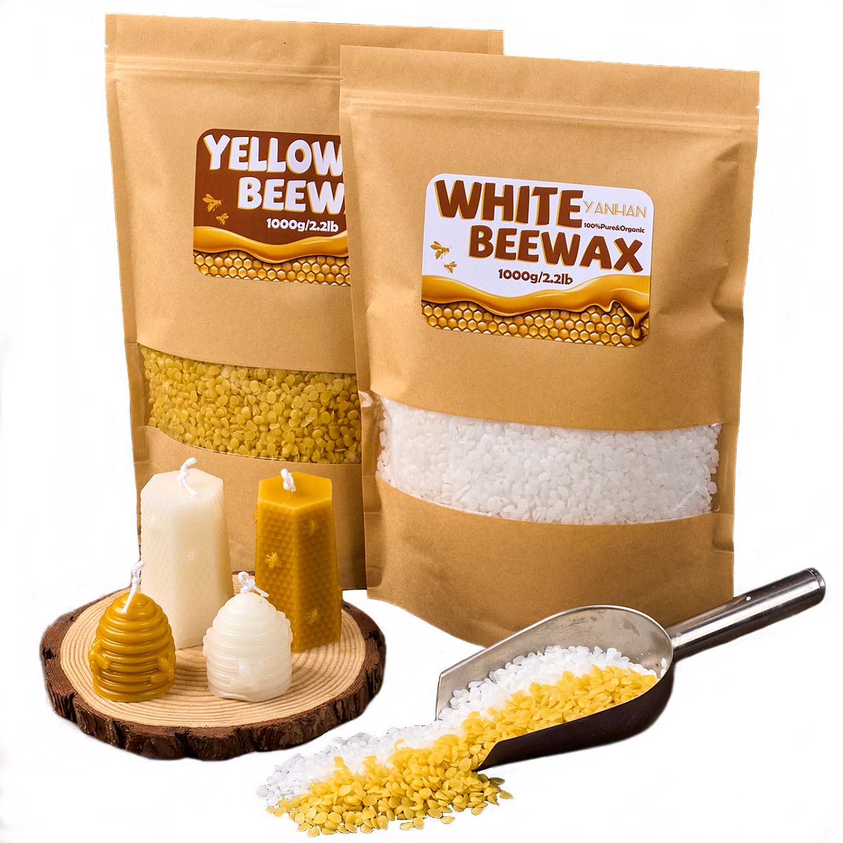 1000g Pure Natural Granular Wh - Candle Supplies Beeswax 评论和价格