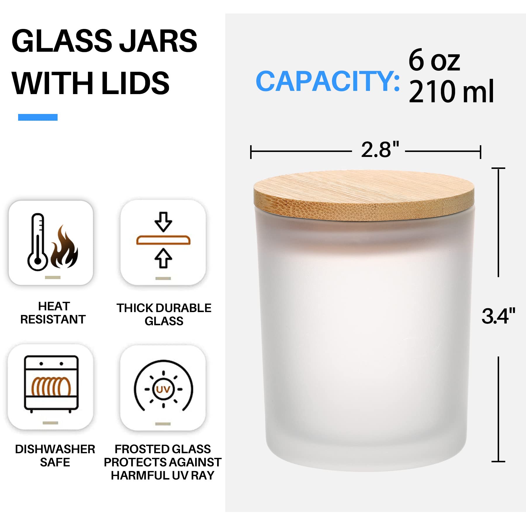 6-Pack 6OZ Frosted Amber Glass - Candle Making Supplies Jars 评论和价格