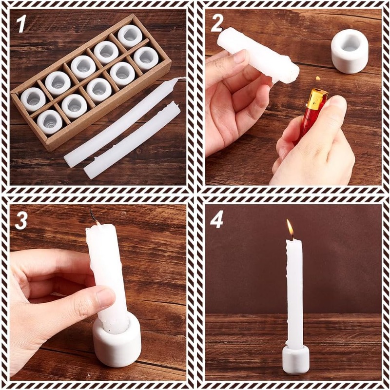 10 Pieces Ceramic Candle Holde - Candle Making Supplies Jars 评论和价格